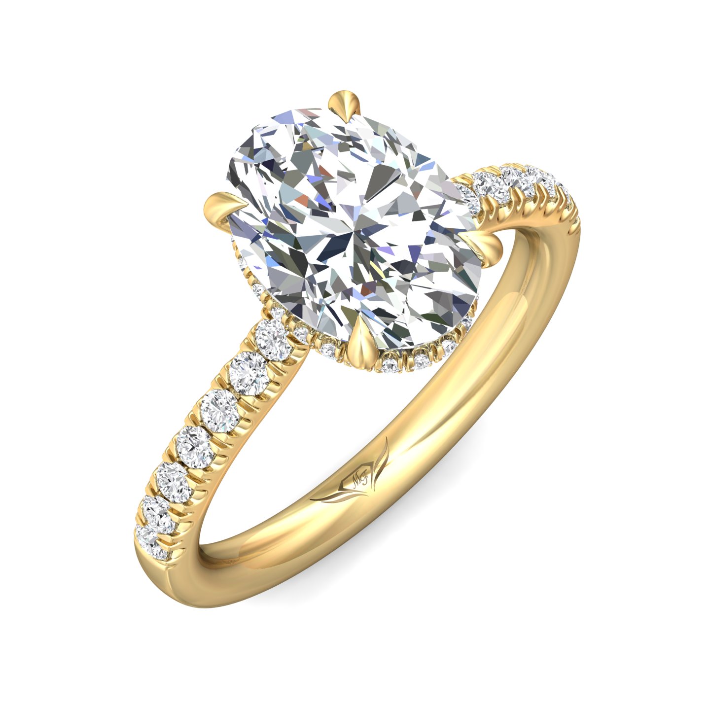 14K Yellow Gold Oval Diamond Engagement Ring