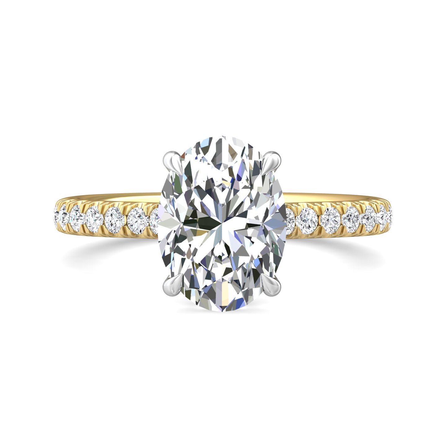 18K White and Yellow Gold Oval Diamond Engagement Ring