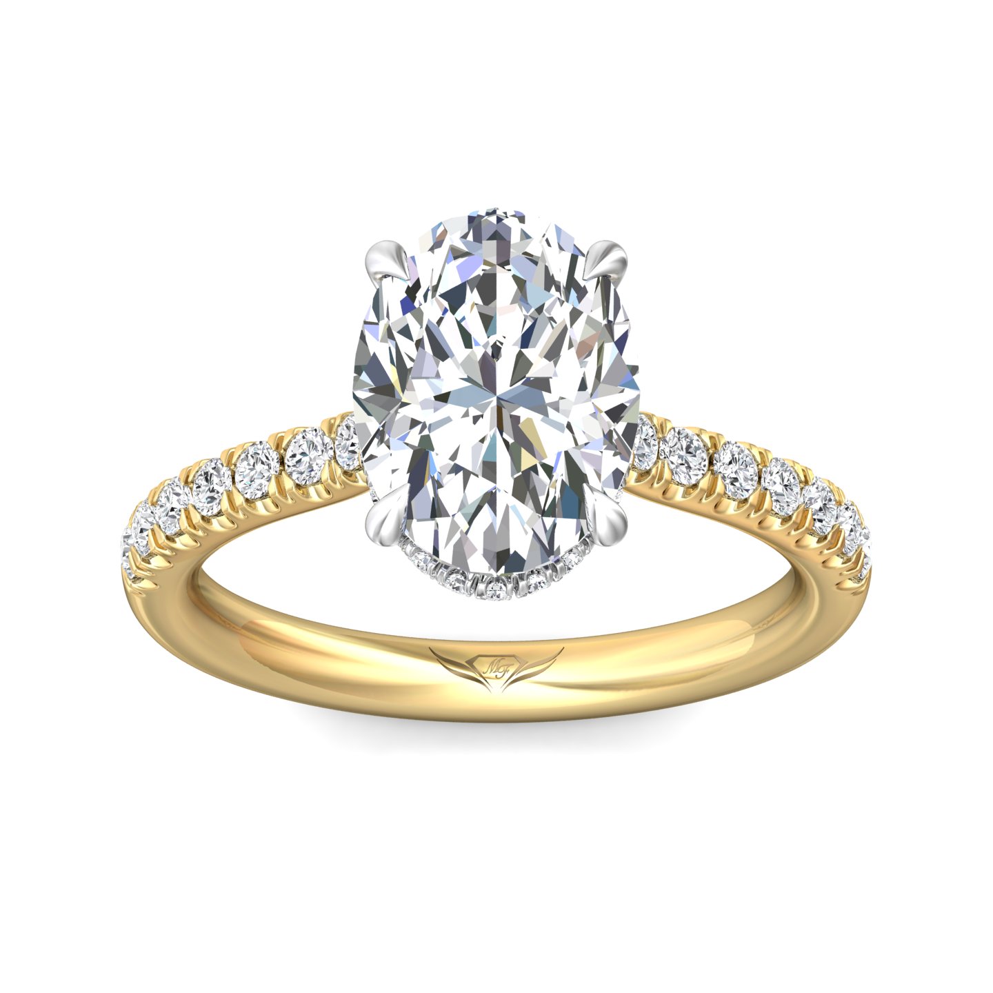 18K White and Yellow Gold Oval Diamond Engagement Ring