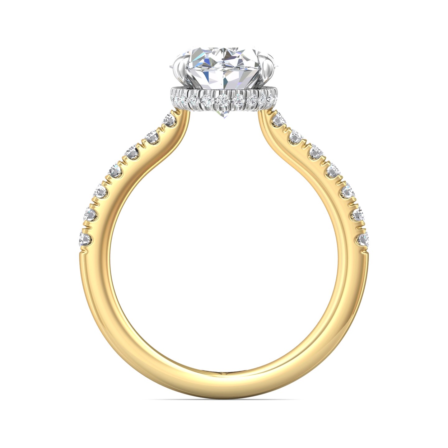 18K White and Yellow Gold Oval Diamond Engagement Ring