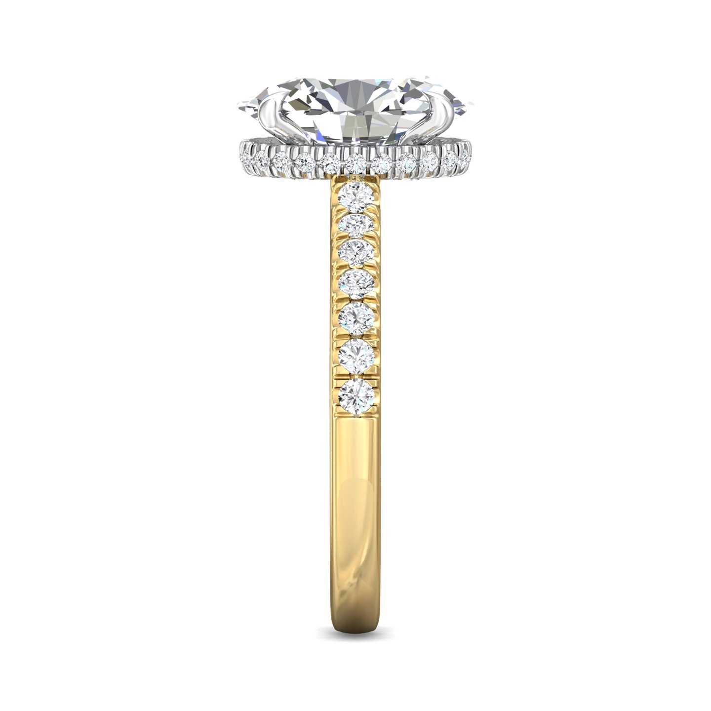 18K White and Yellow Gold Oval Diamond Engagement Ring