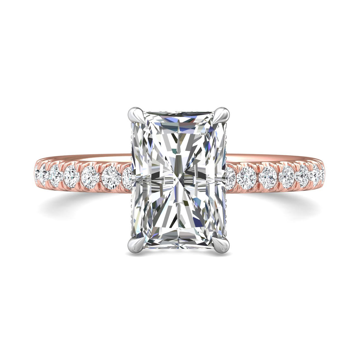 18K White and Rose Gold Radiant Diamond Engagement Ring