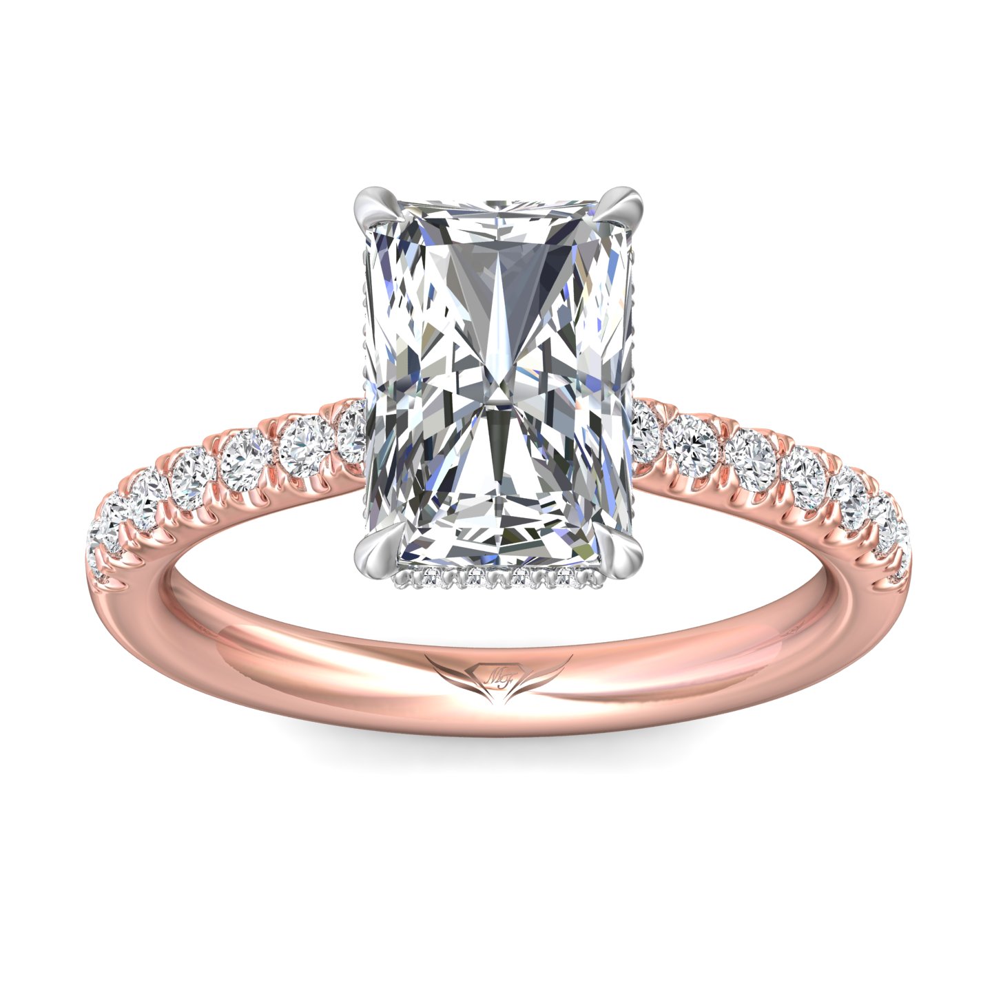 18K White and Rose Gold Radiant Diamond Engagement Ring