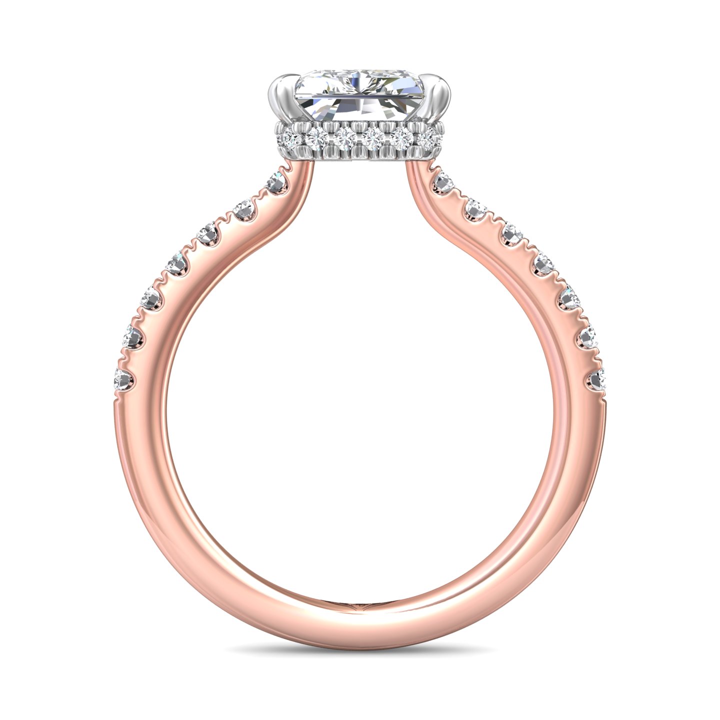 18K White and Rose Gold Radiant Diamond Engagement Ring