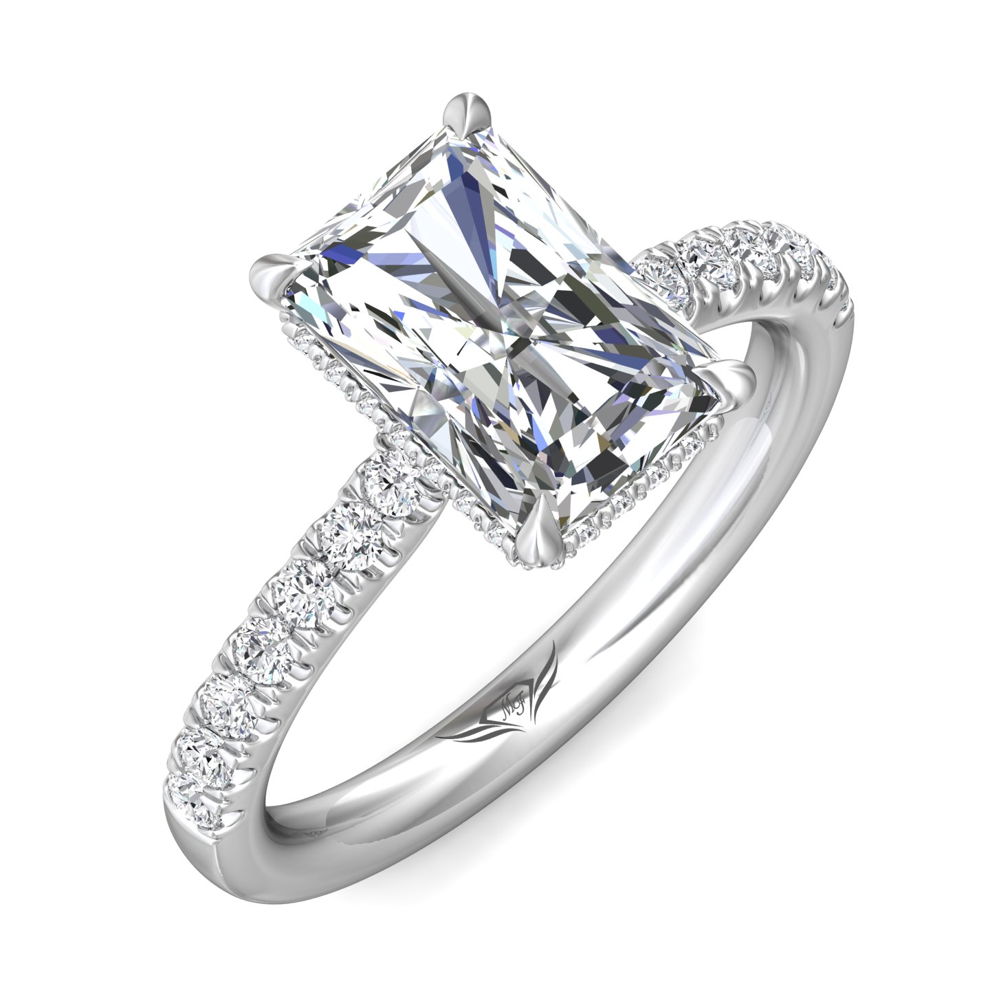 14K White Gold Radiant Diamond Engagement Ring