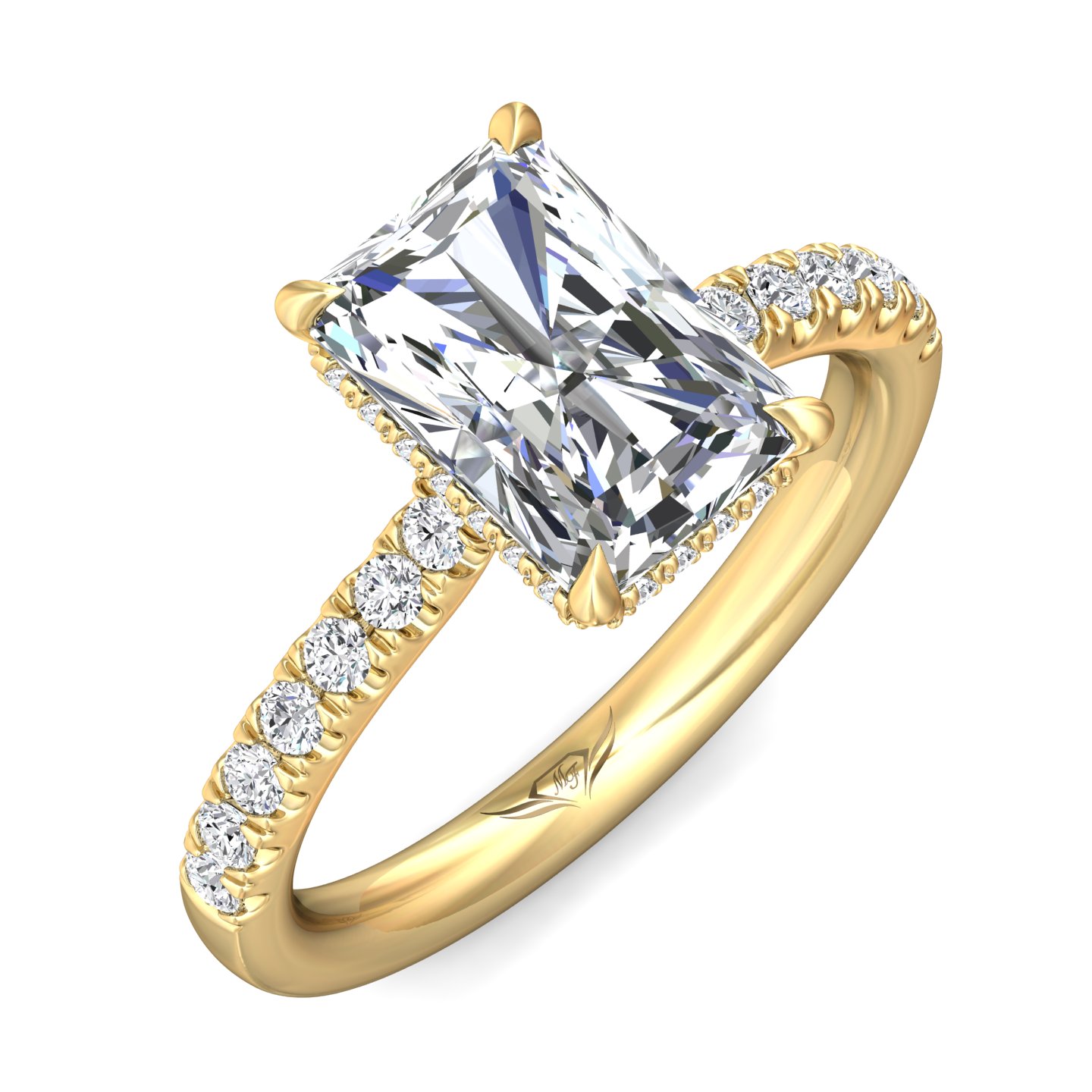 18K Yellow Gold Radiant Diamond Engagement Ring