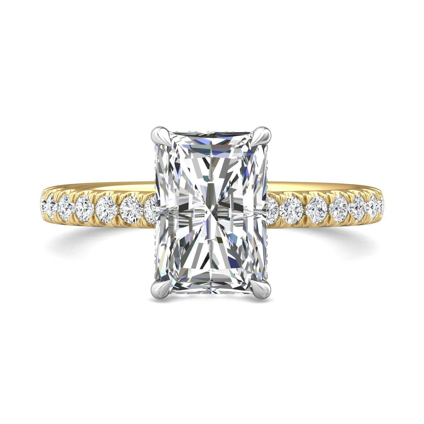 14K Yellow and White Gold Radiant Diamond Engagement Ring