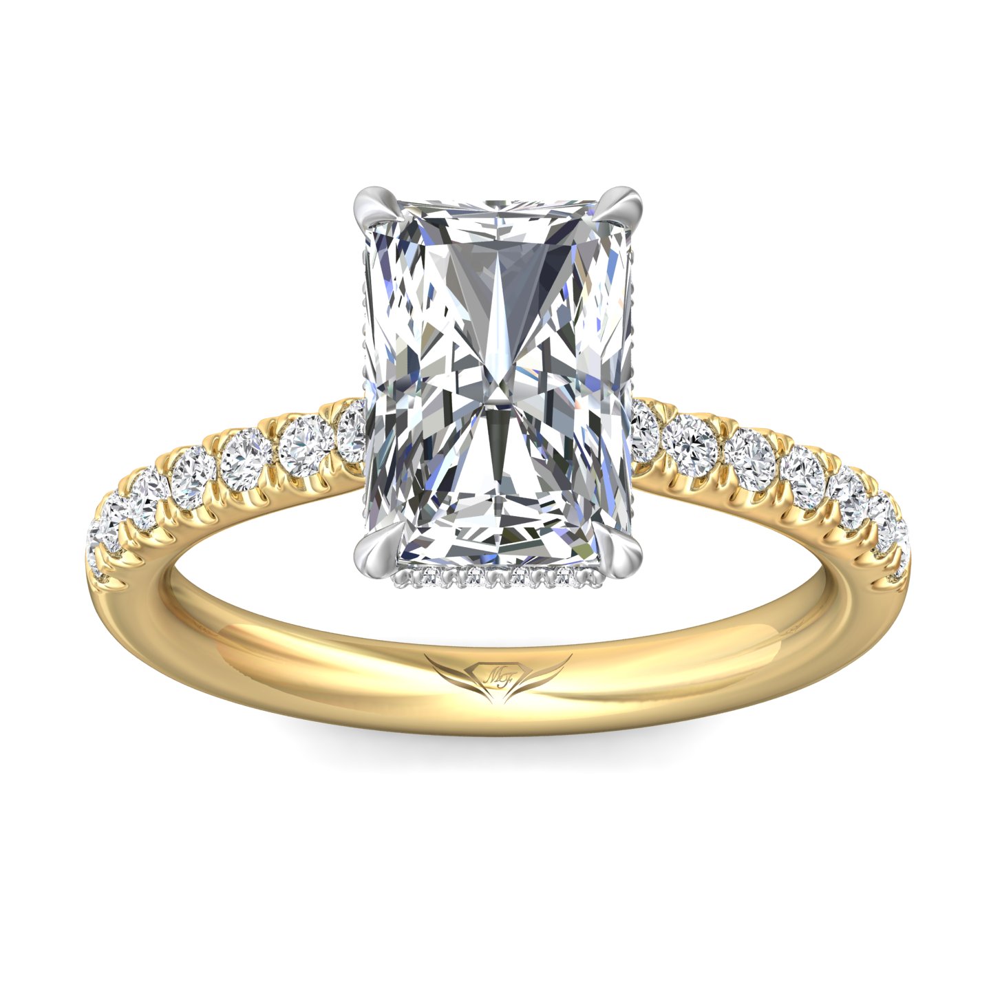 14K Yellow and White Gold Radiant Diamond Engagement Ring