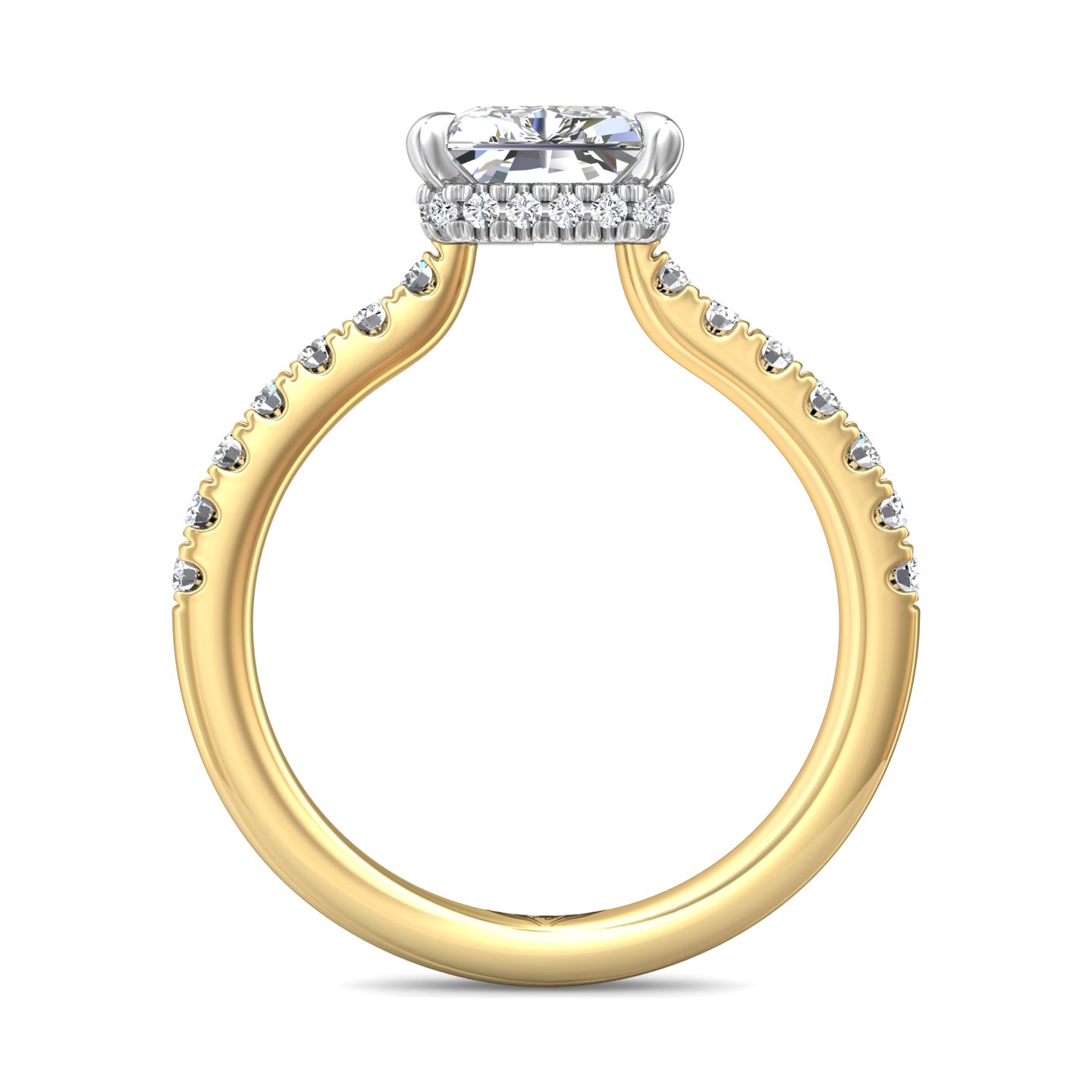 14K Yellow and White Gold Radiant Diamond Engagement Ring