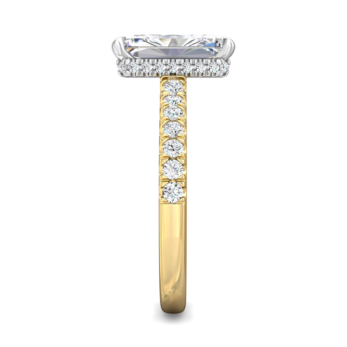 14K Yellow and White Gold Radiant Diamond Engagement Ring