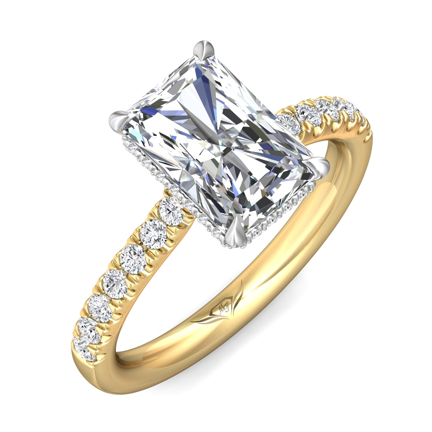 14K Yellow and White Gold Radiant Diamond Engagement Ring