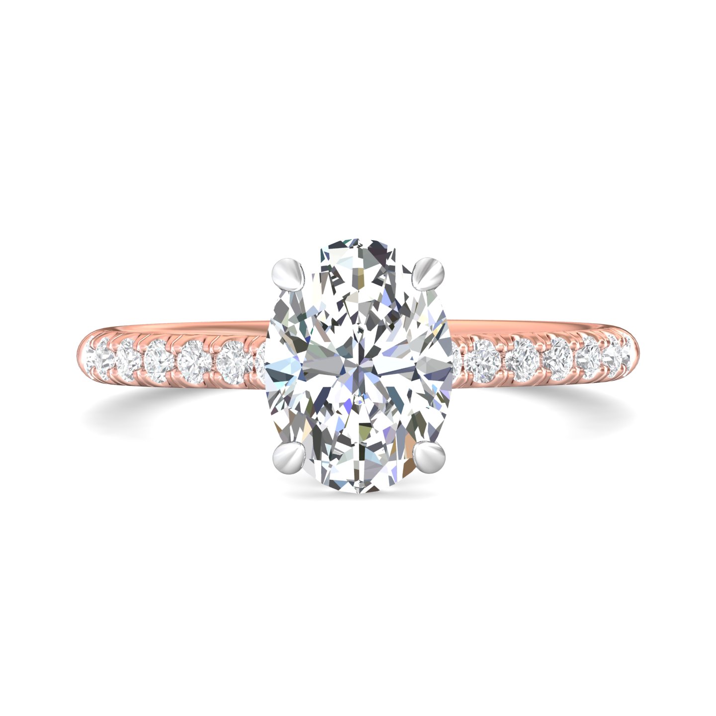 18K White and Rose Gold Oval Diamond Engagement Ring