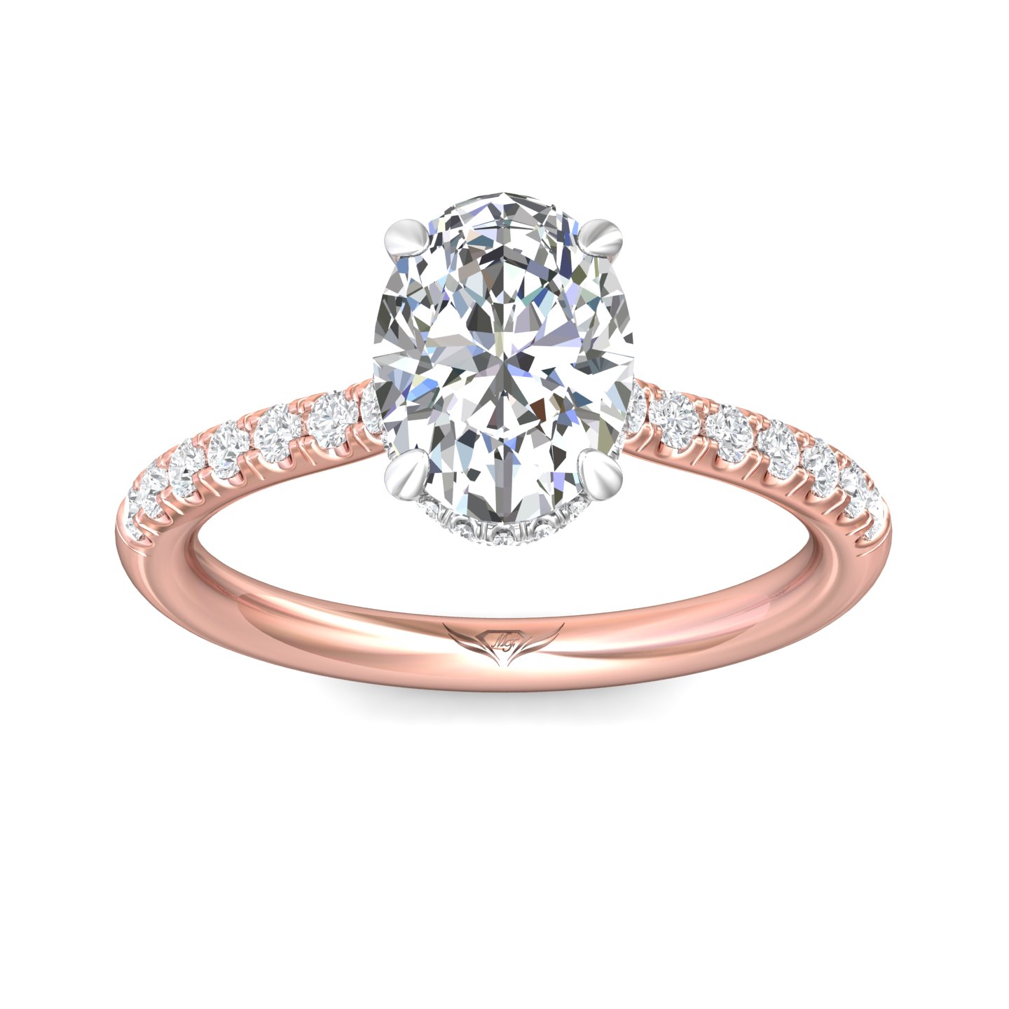 18K White and Rose Gold Oval Diamond Engagement Ring