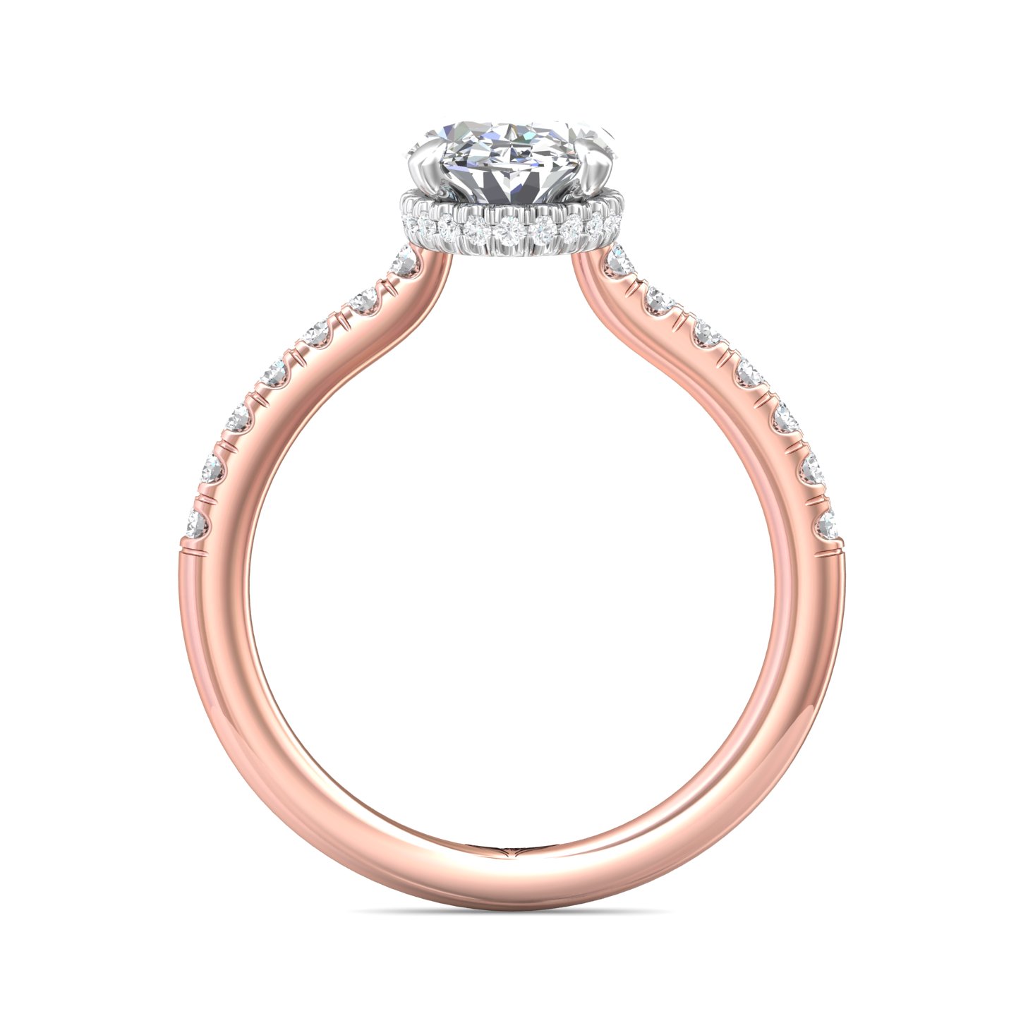 18K White and Rose Gold Oval Diamond Engagement Ring
