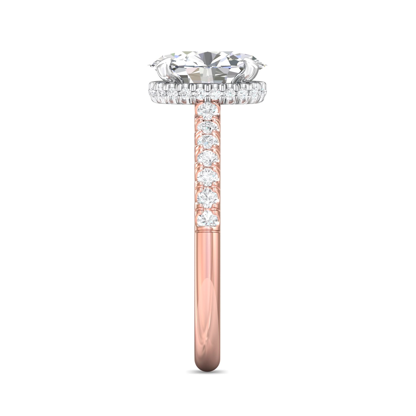 18K White and Rose Gold Oval Diamond Engagement Ring