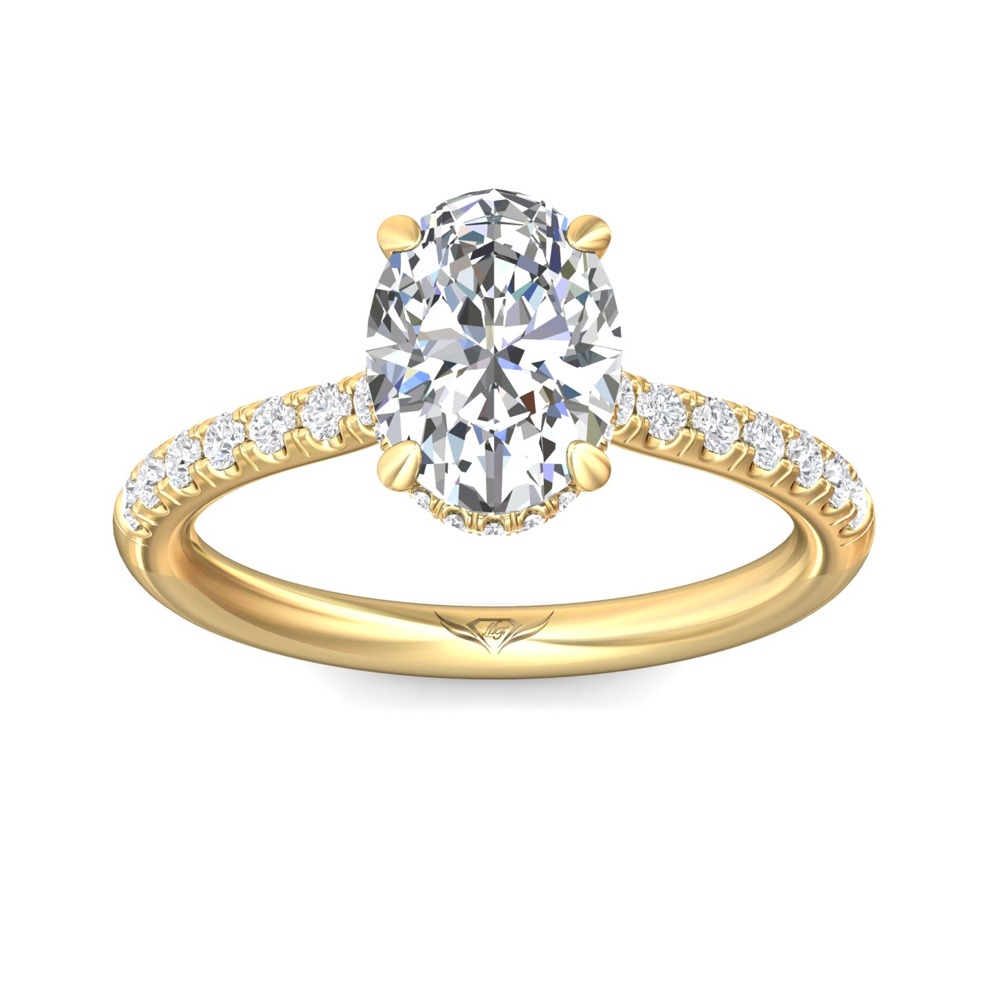 18K Yellow Gold Oval Diamond Engagement Ring