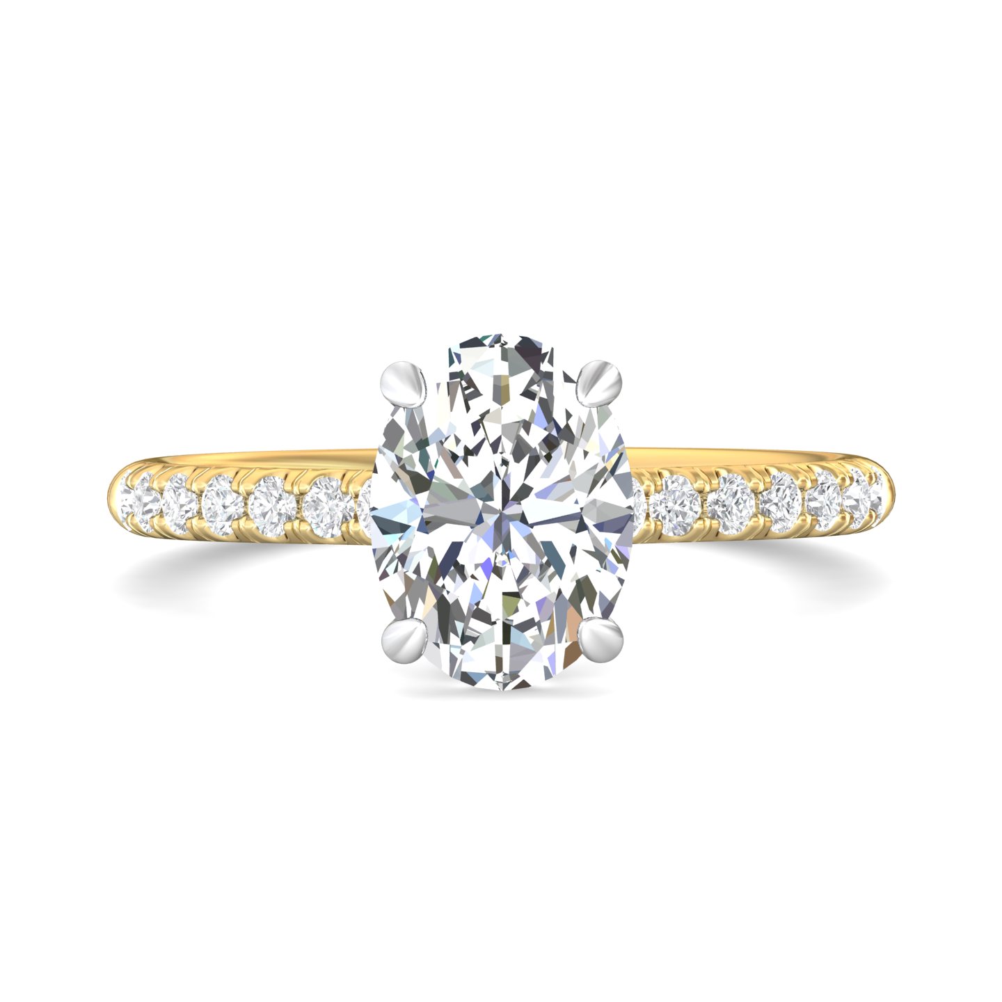 18K White and Yellow Gold Oval Diamond Engagement Ring