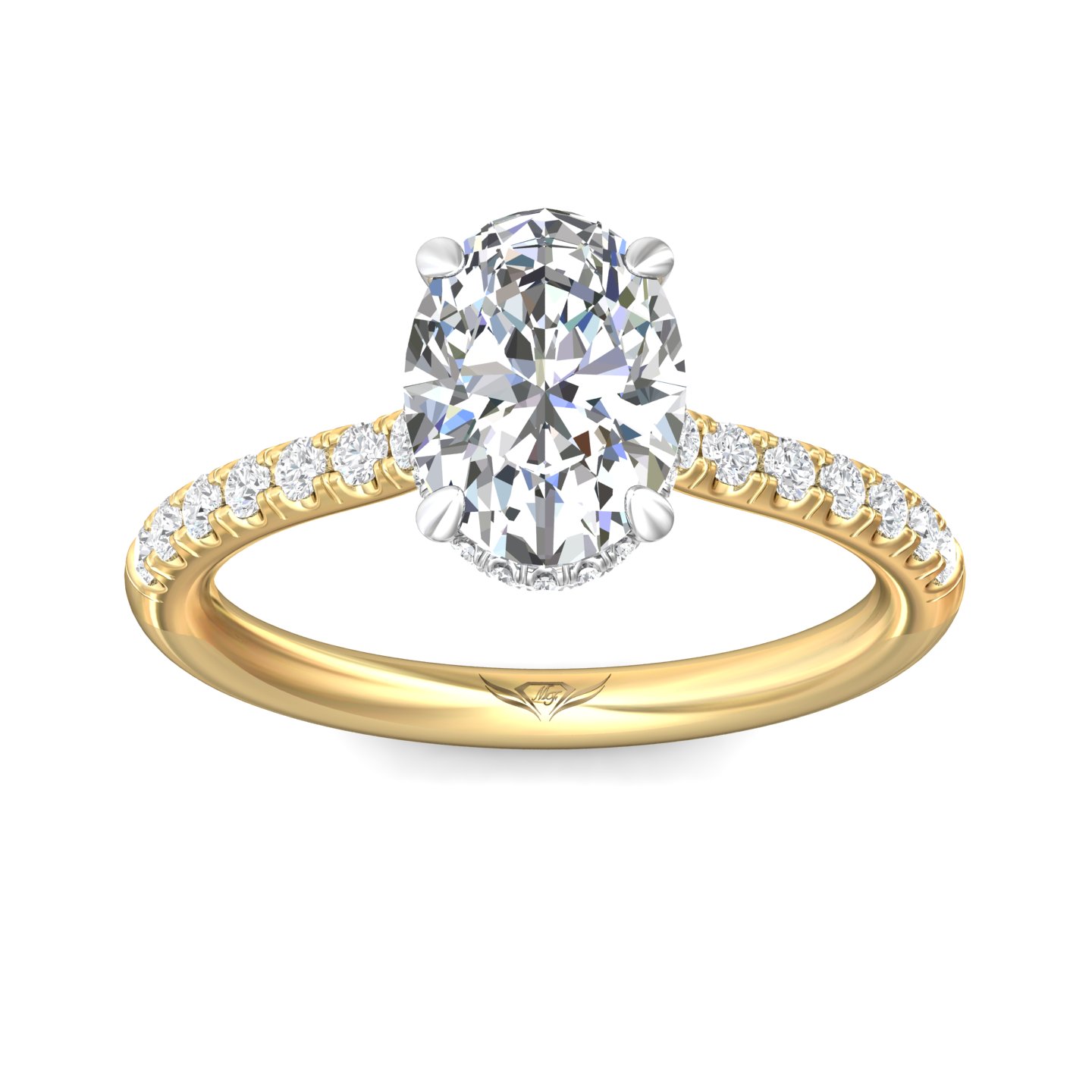 18K White and Yellow Gold Oval Diamond Engagement Ring