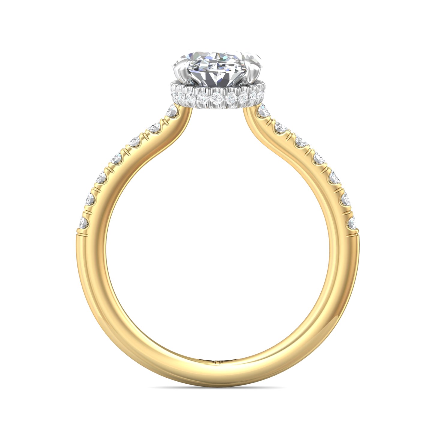 18K White and Yellow Gold Oval Diamond Engagement Ring