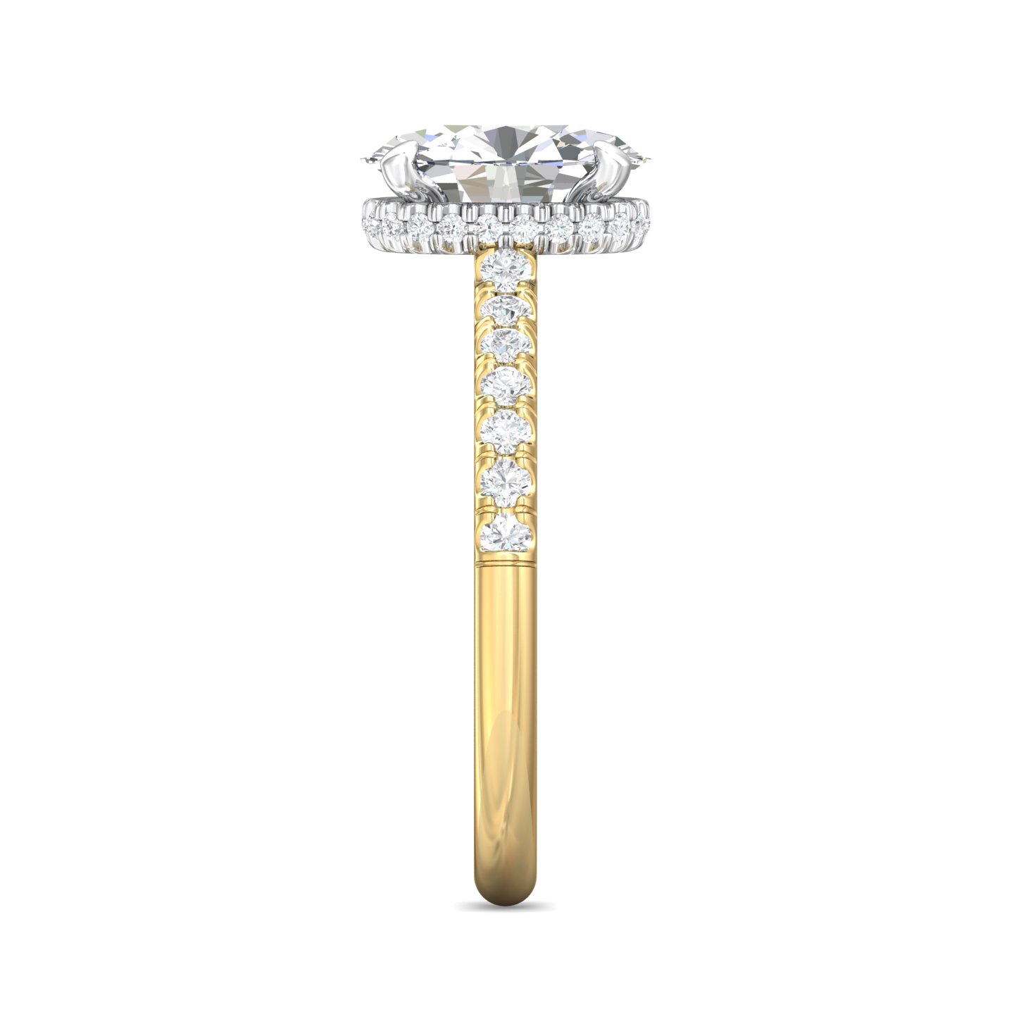 18K White and Yellow Gold Oval Diamond Engagement Ring