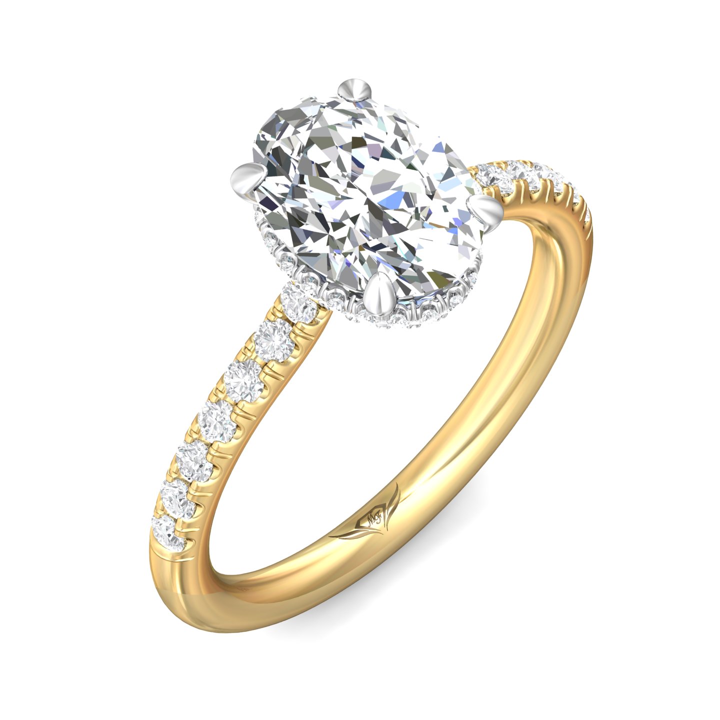 18K White and Yellow Gold Oval Diamond Engagement Ring