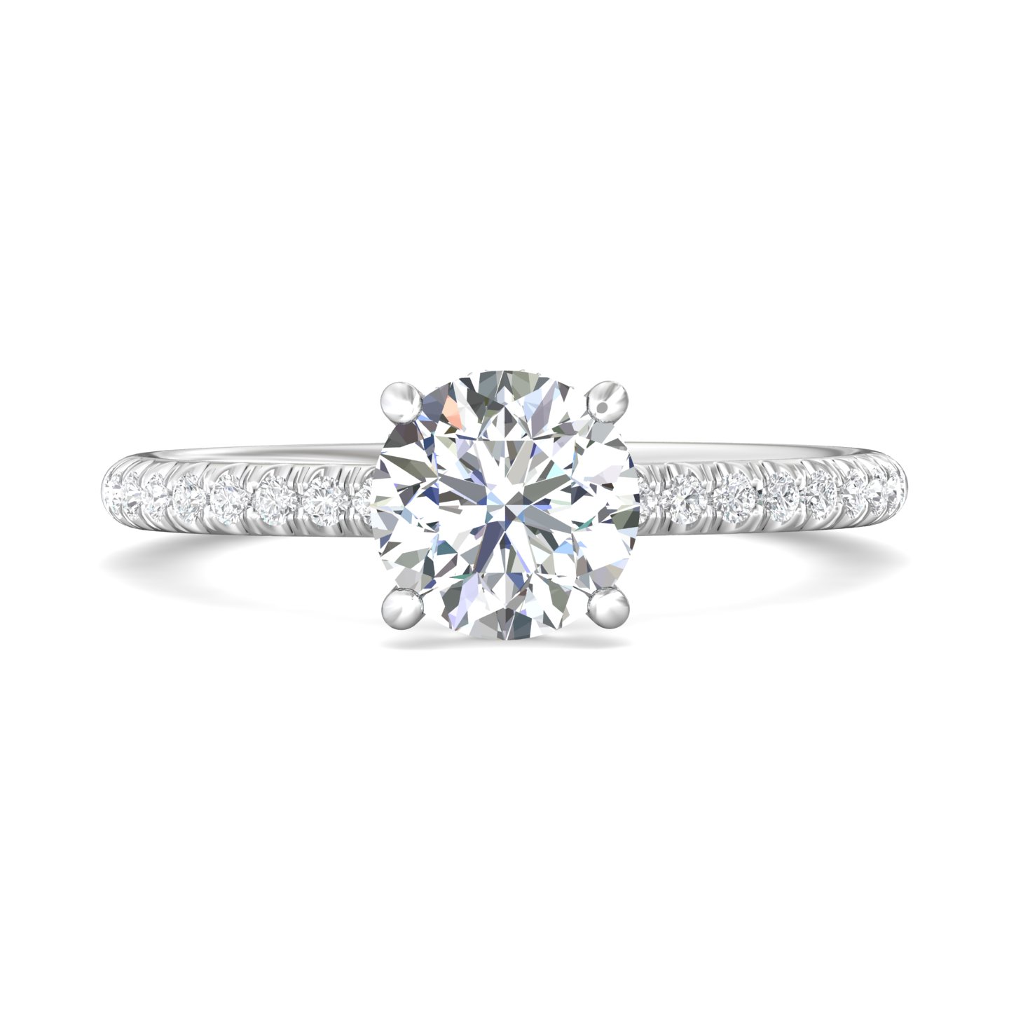 14K Yellow Gold Round Diamond Engagement Ring