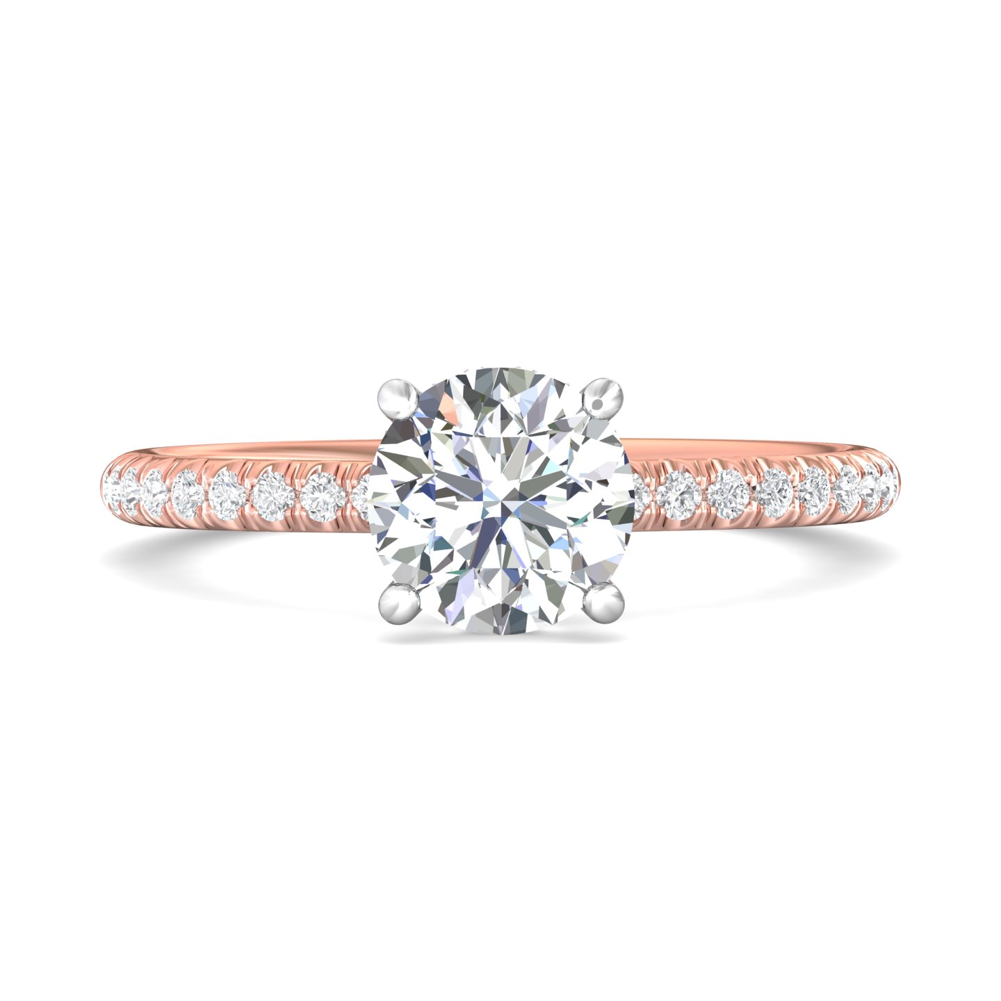 18K White and Rose Gold Round Diamond Engagement Ring