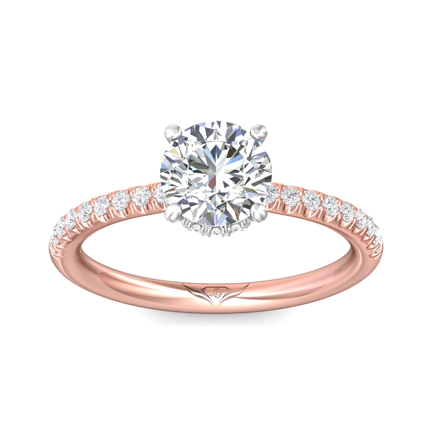 18K White and Rose Gold Round Diamond Engagement Ring