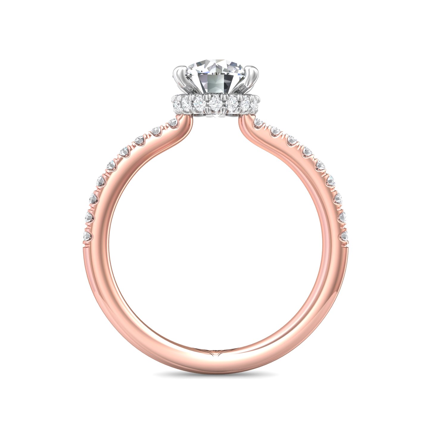 18K White and Rose Gold Round Diamond Engagement Ring