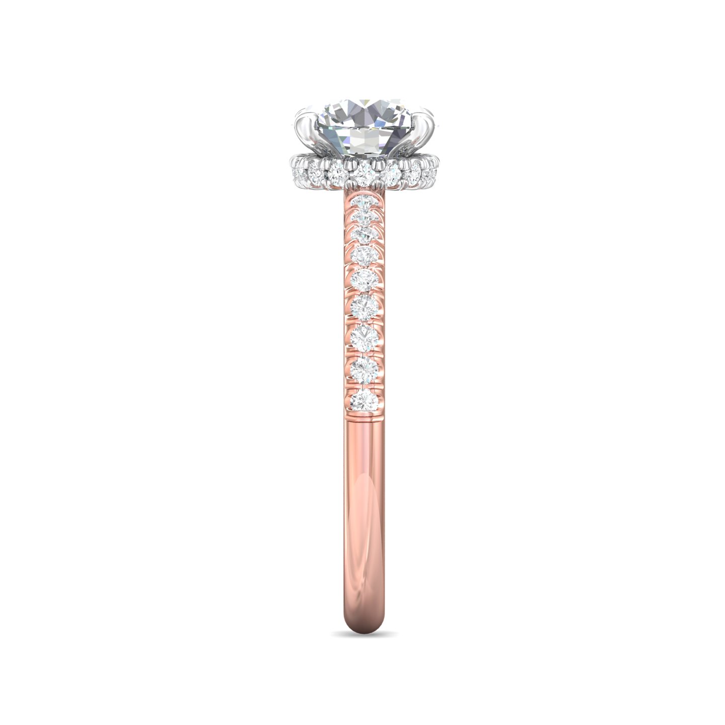 18K White and Rose Gold Round Diamond Engagement Ring