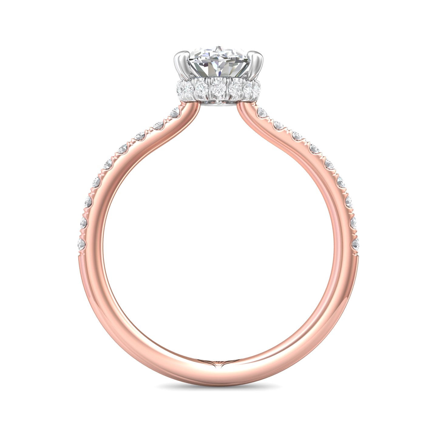 14K Rose and White Gold Oval Diamond Engagement Ring