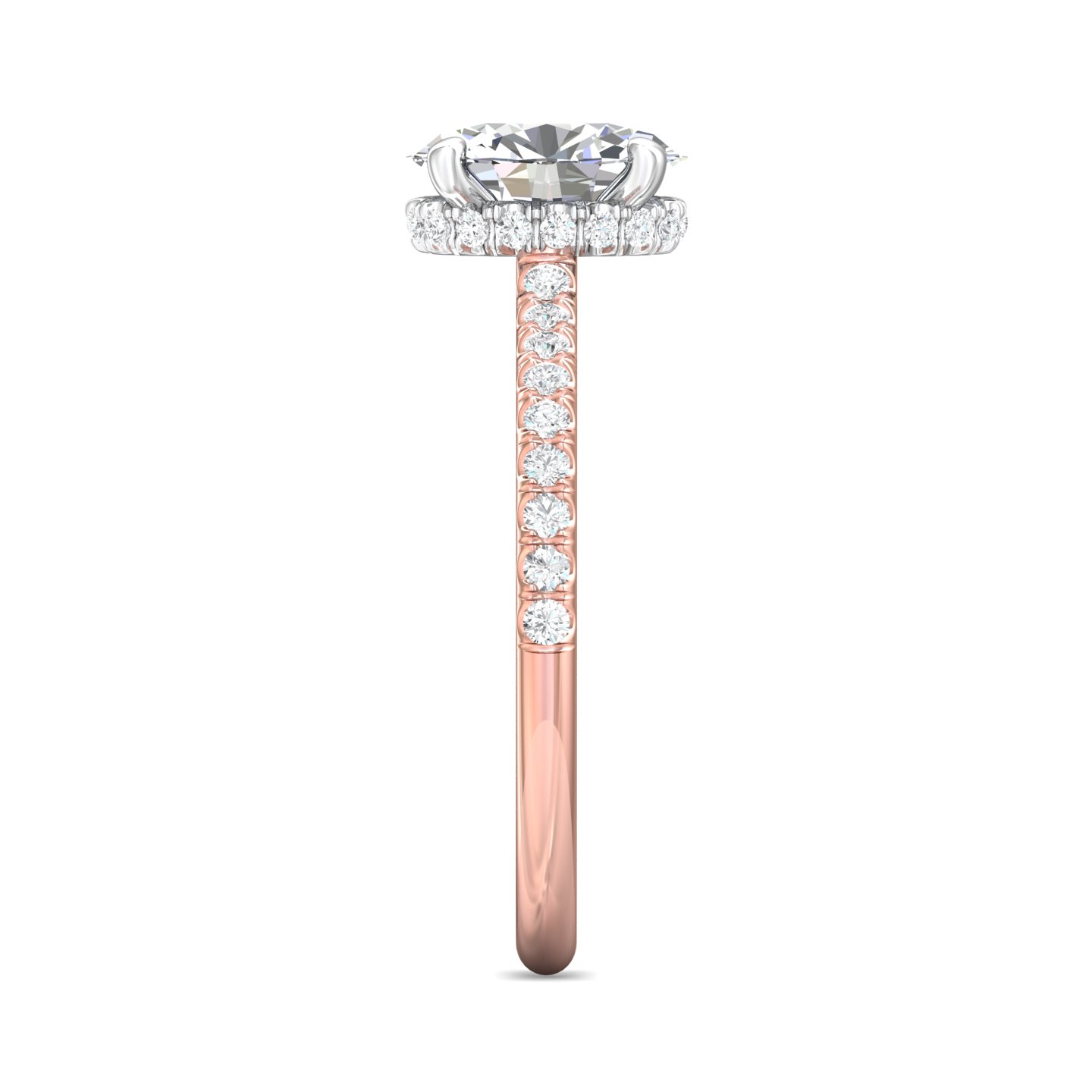 14K Rose and White Gold Oval Diamond Engagement Ring