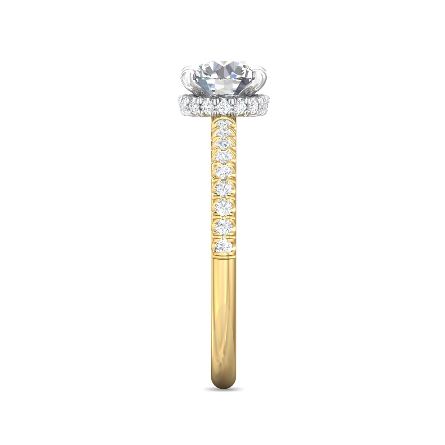18K White and Yellow Gold Round Diamond Engagement Ring
