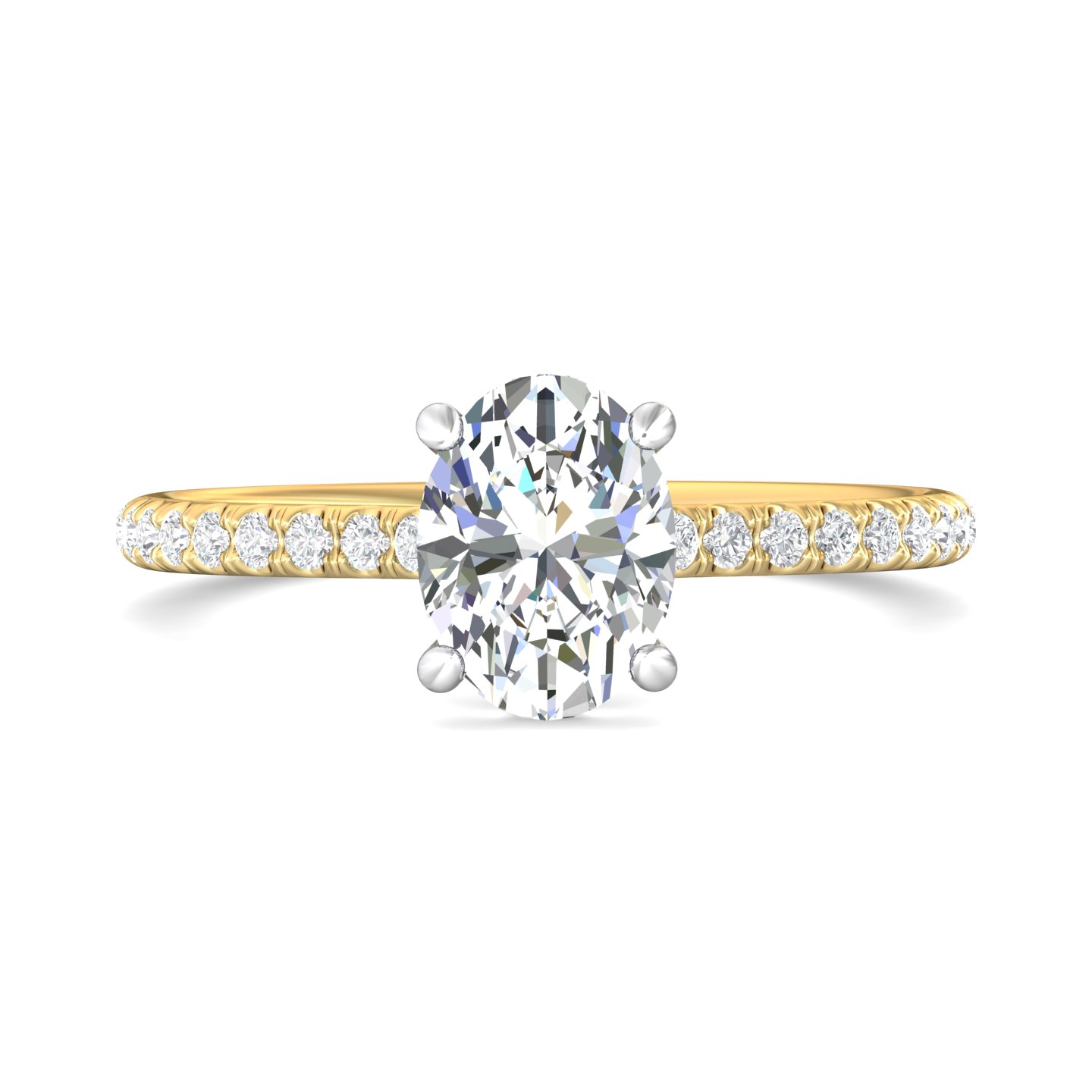 18K White and Yellow Gold Oval Diamond Engagement Ring