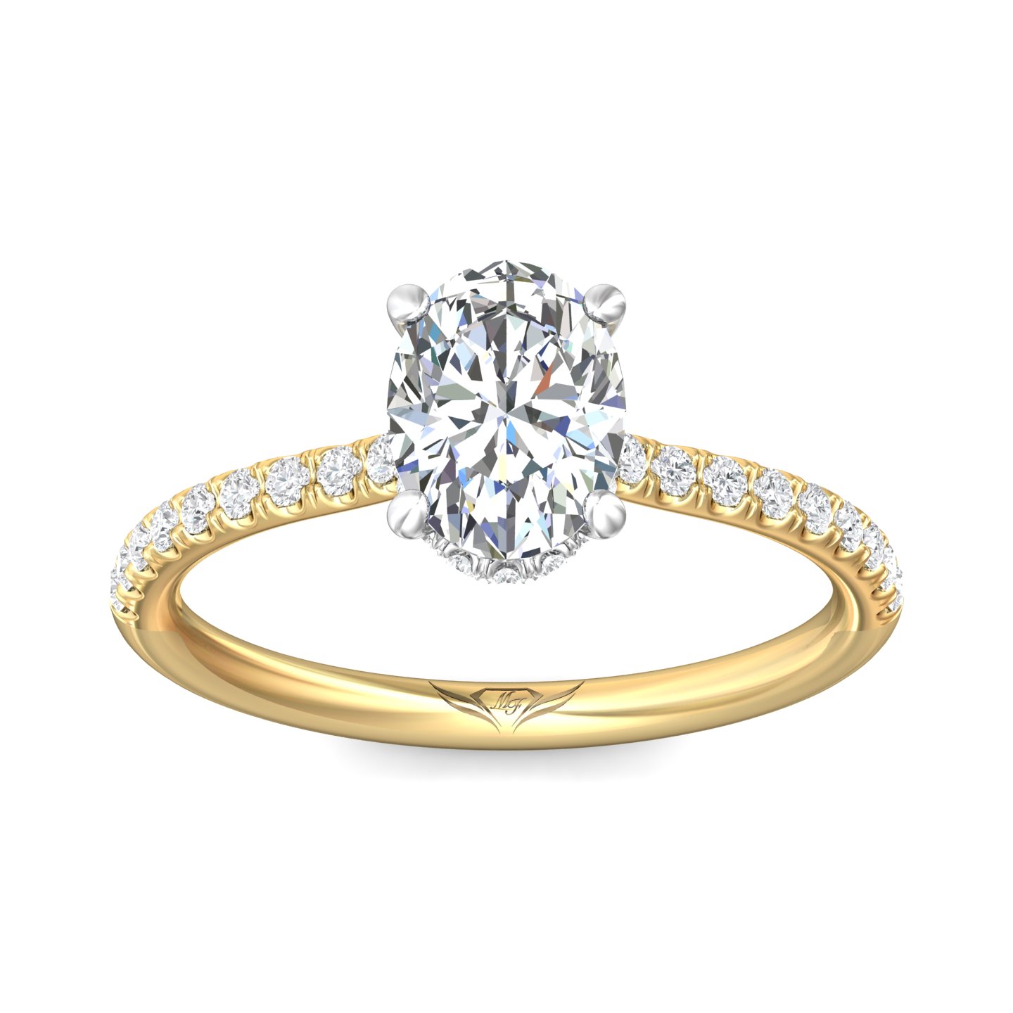 18K White and Yellow Gold Oval Diamond Engagement Ring