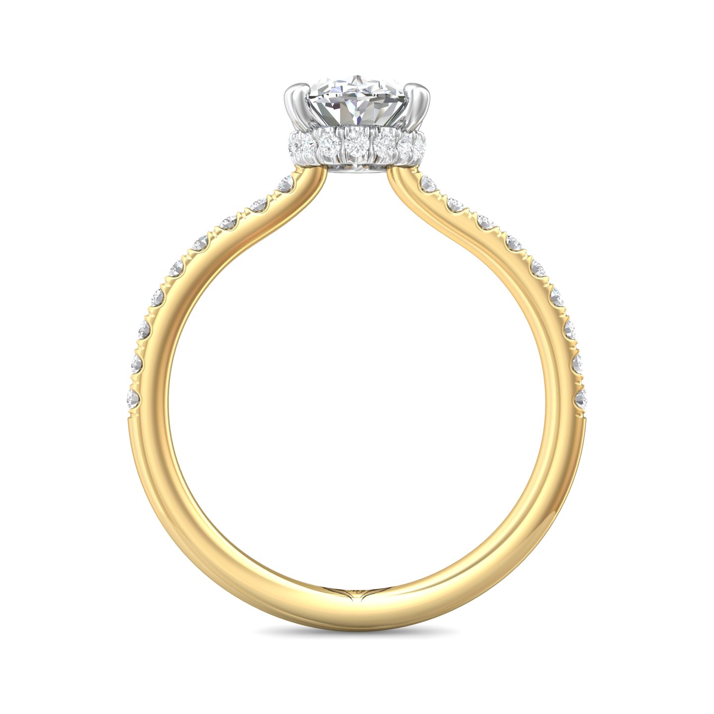 18K White and Yellow Gold Oval Diamond Engagement Ring