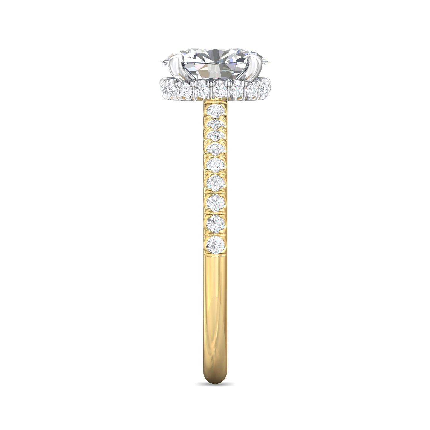 18K White and Yellow Gold Oval Diamond Engagement Ring