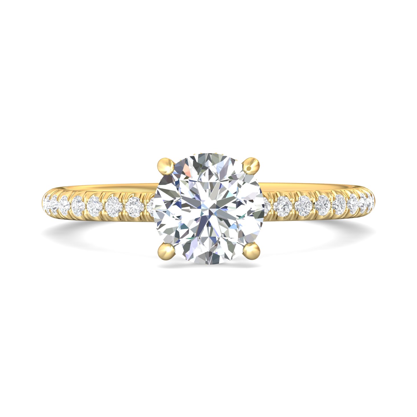 14K Yellow Gold Round Diamond Engagement Ring