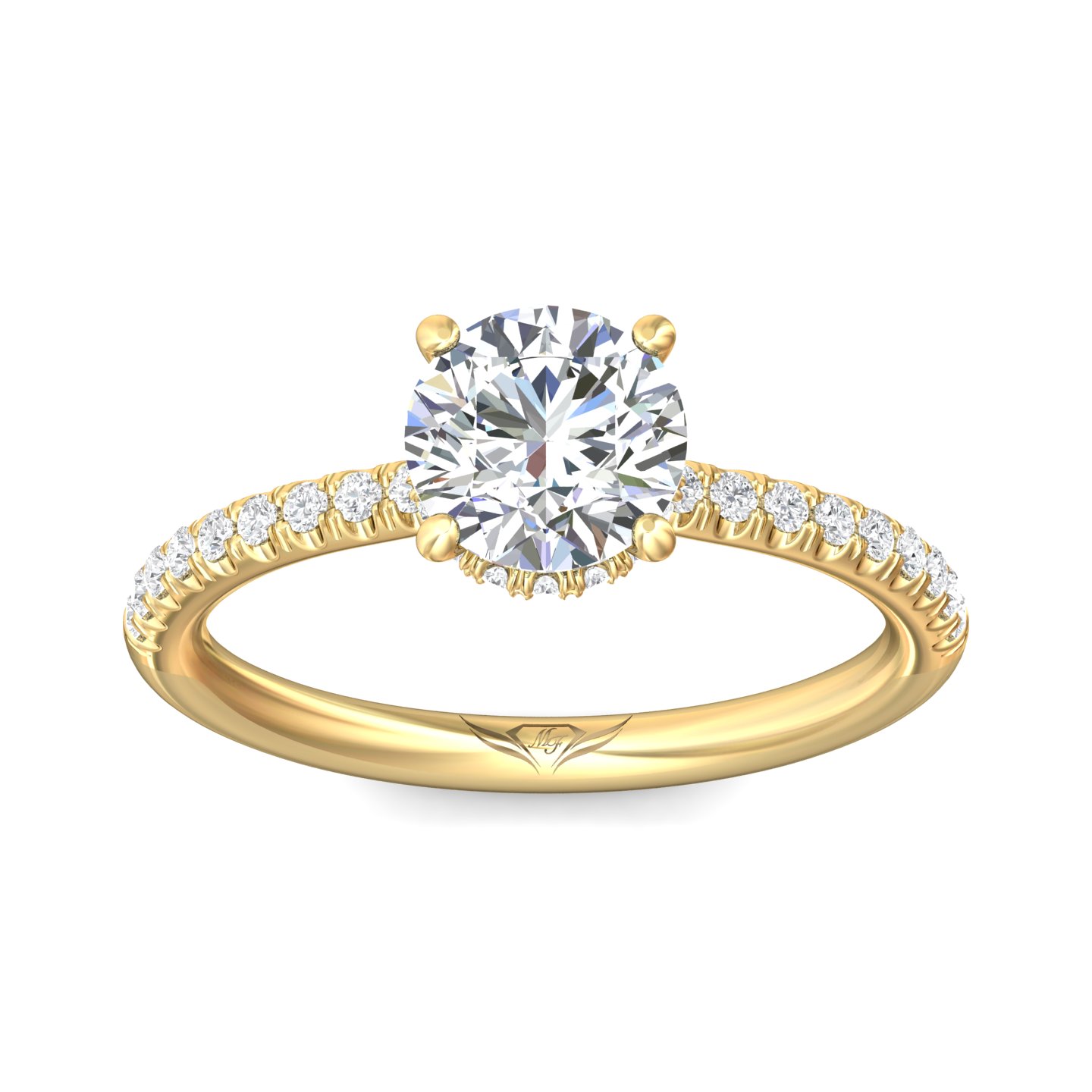 14K Yellow Gold Round Diamond Engagement Ring