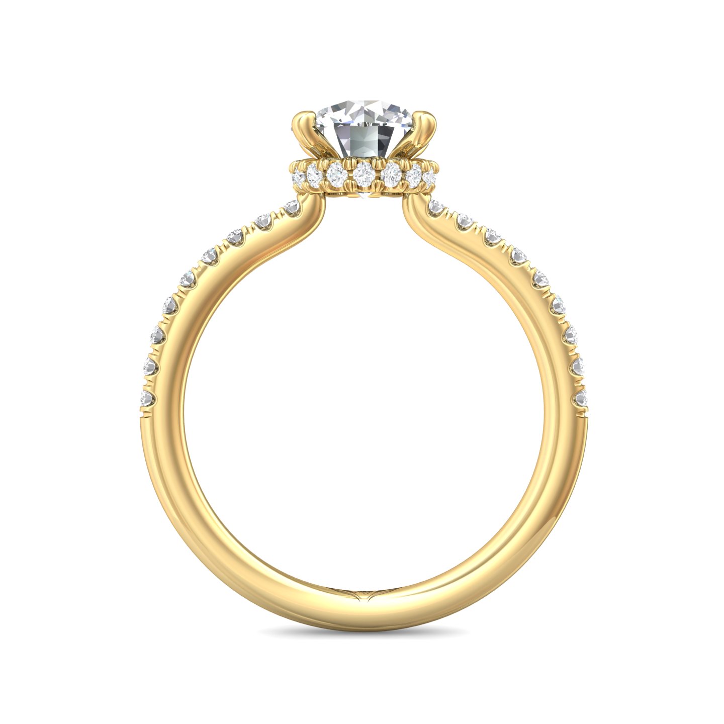 14K Yellow Gold Round Diamond Engagement Ring