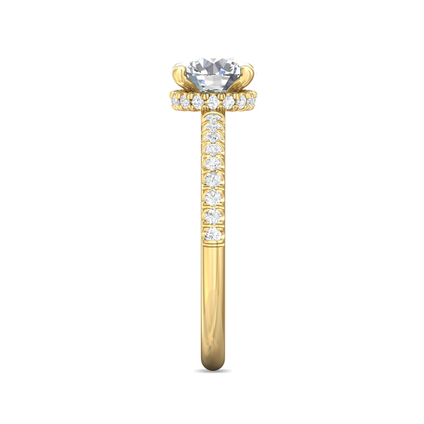 14K Yellow Gold Round Diamond Engagement Ring