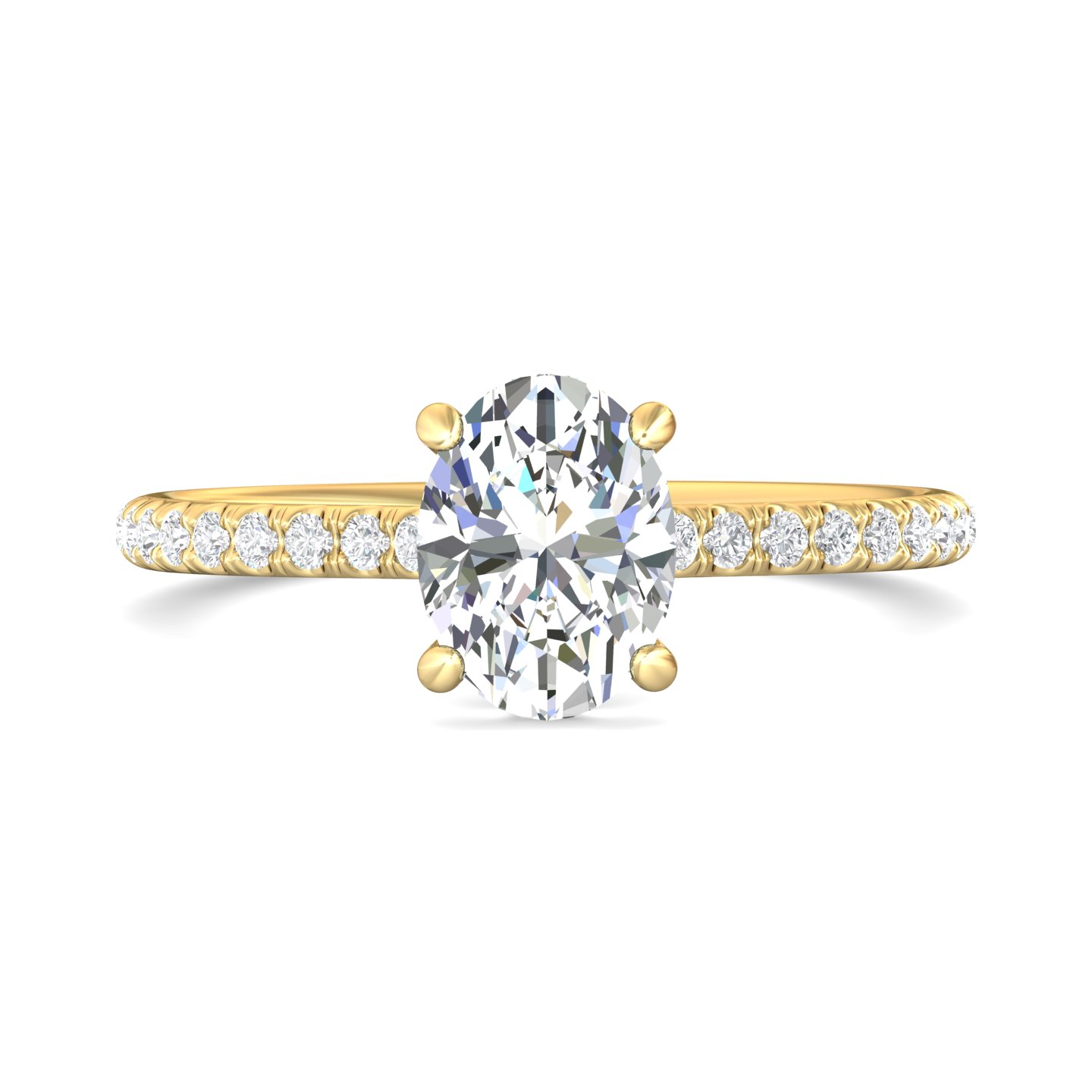 18K Yellow Gold Oval Diamond Engagement Ring