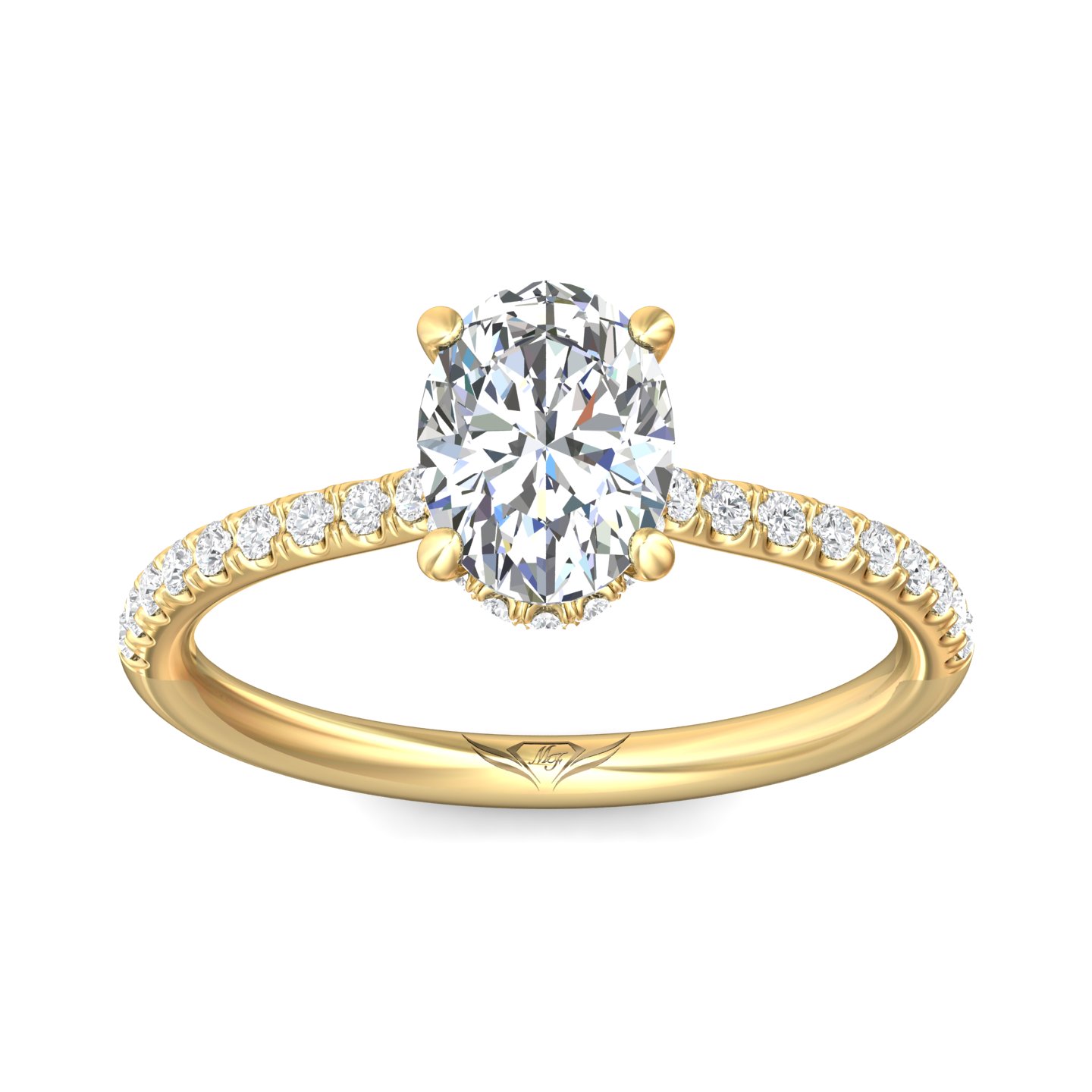 18K Yellow Gold Oval Diamond Engagement Ring