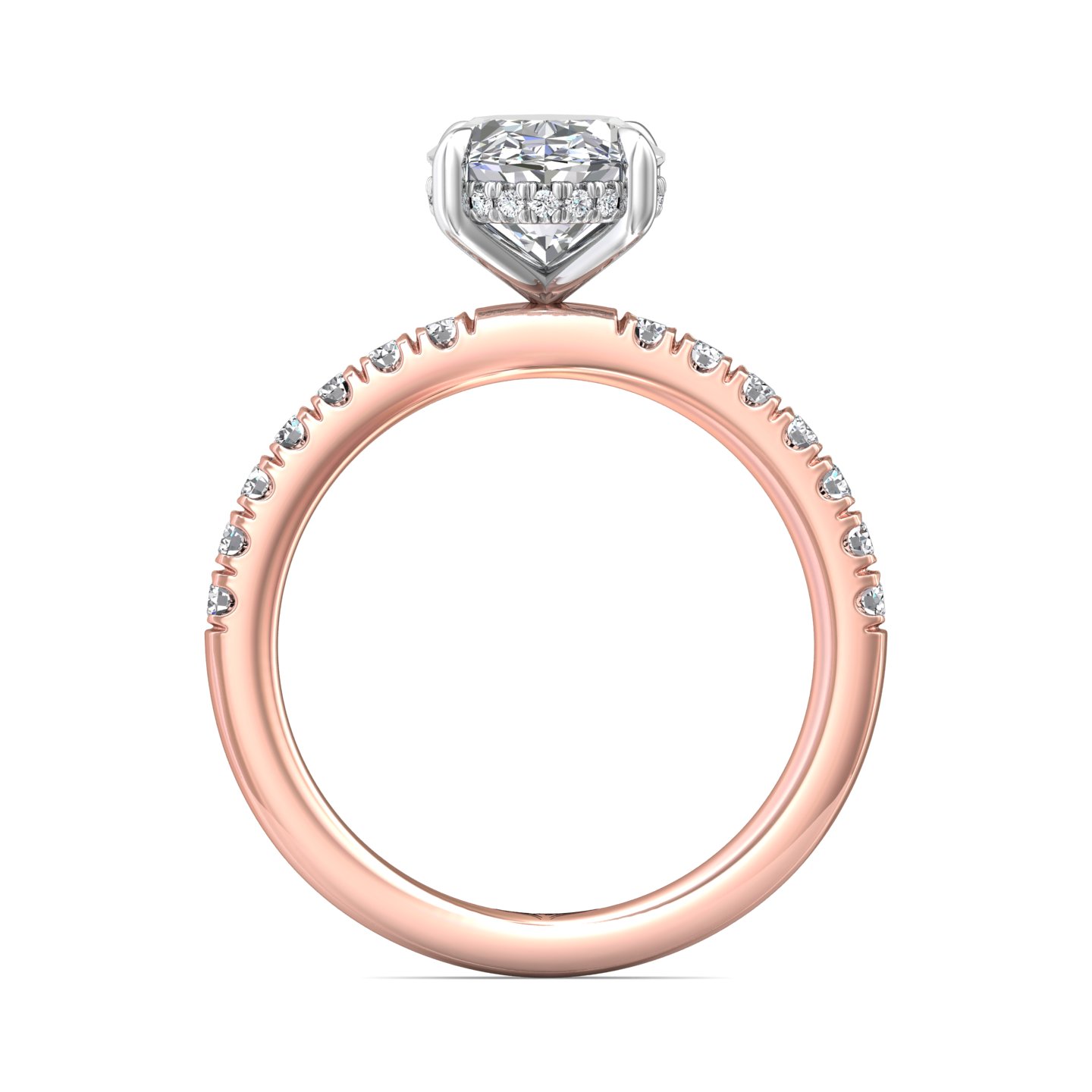 14K Rose and White Gold Oval Diamond Engagement Ring