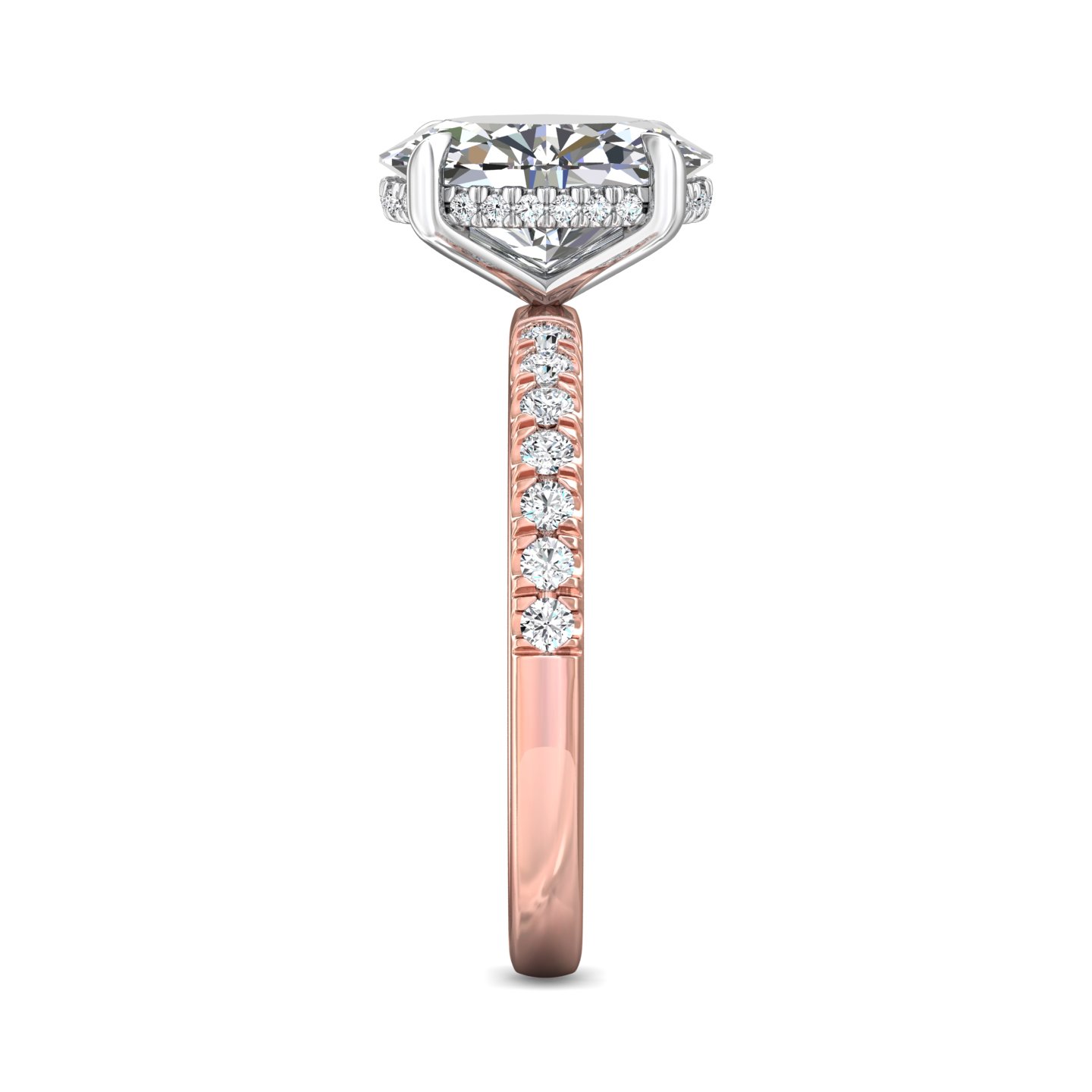 14K Rose and White Gold Oval Diamond Engagement Ring