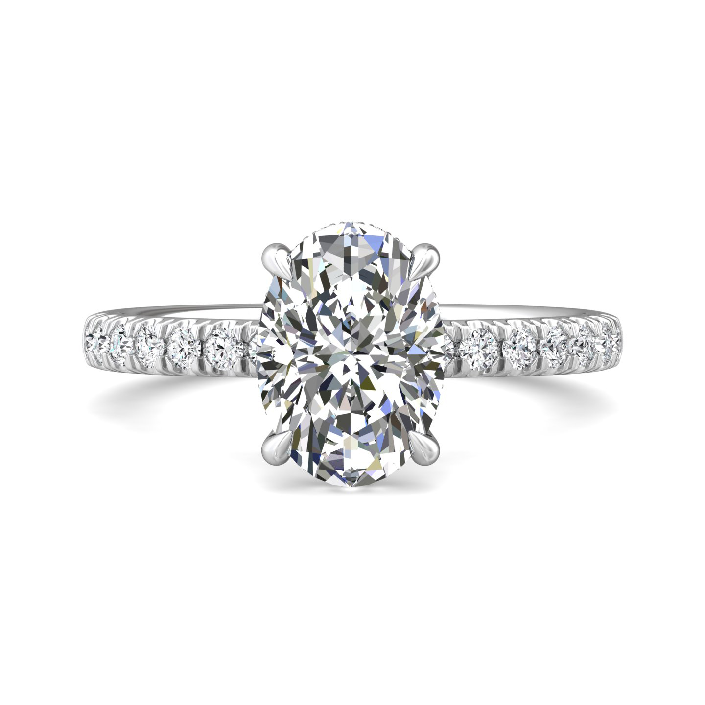 14K White Gold Oval Diamond Engagement Ring