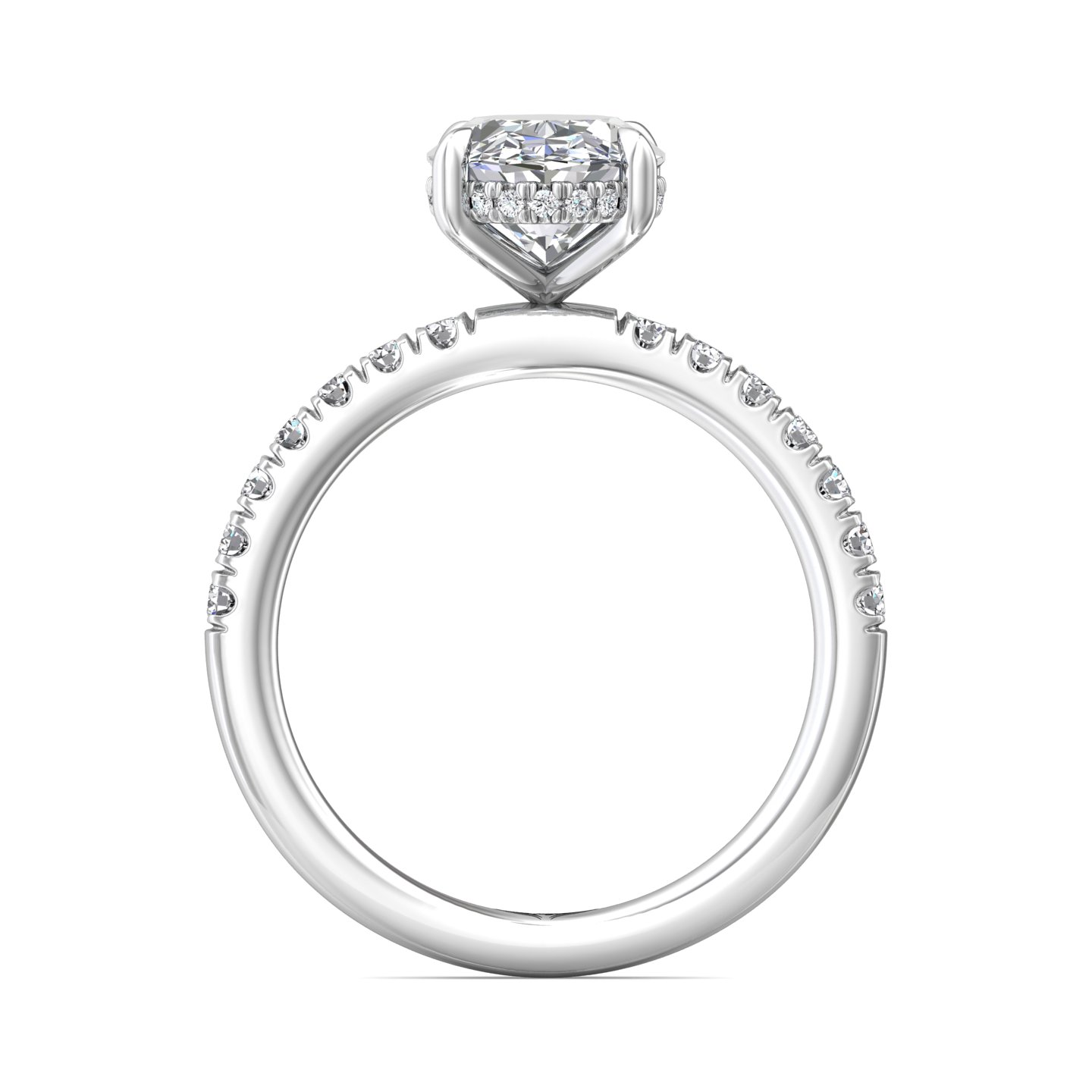 14K White Gold Oval Diamond Engagement Ring