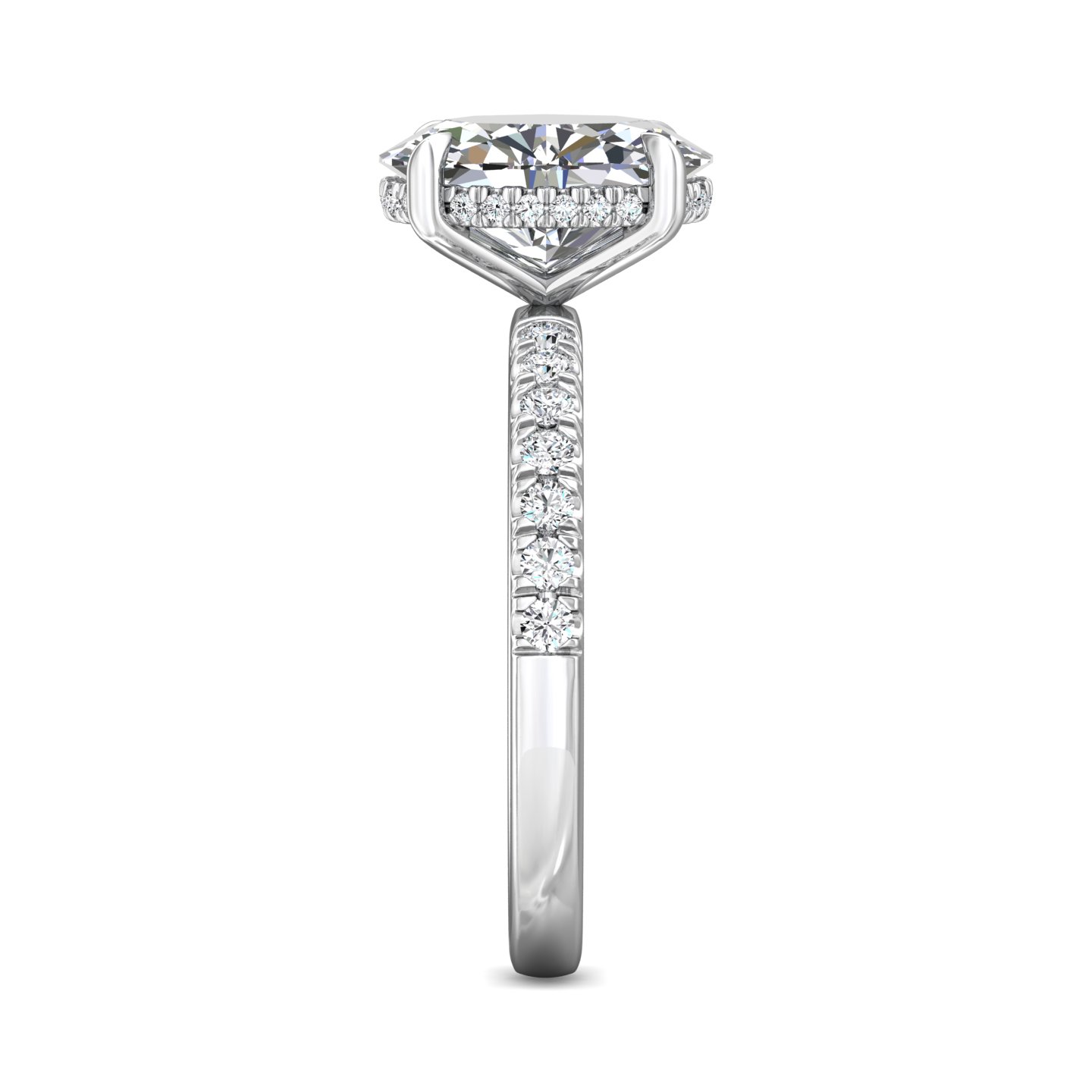 14K White Gold Oval Diamond Engagement Ring