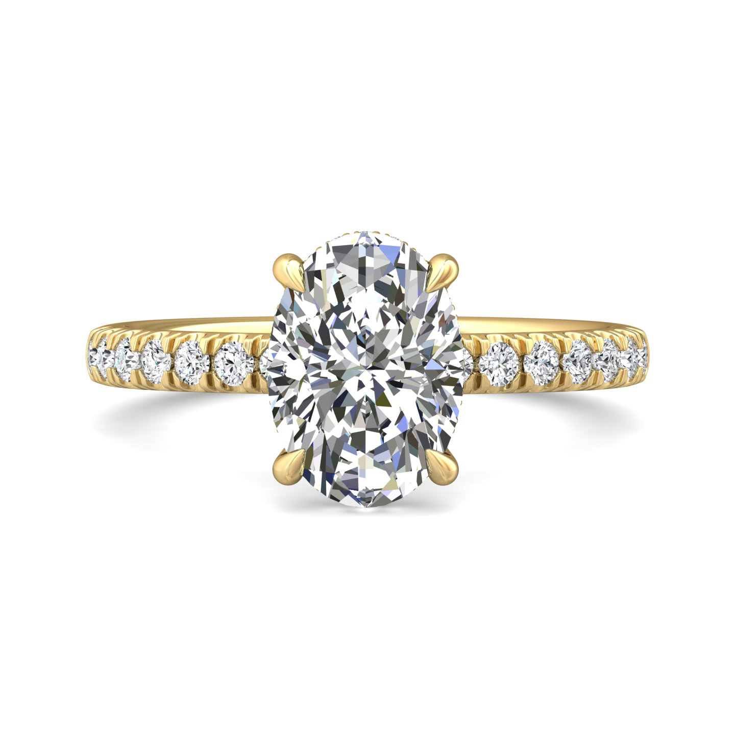 18K Yellow Gold Oval Diamond Engagement Ring
