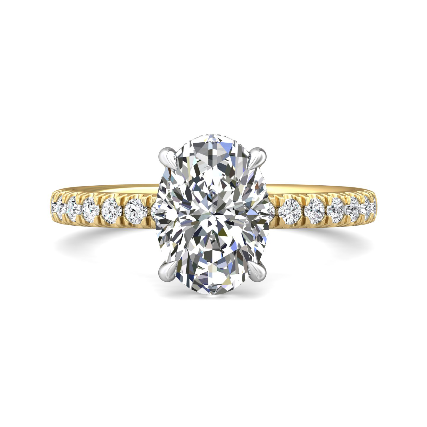 14K Yellow Gold and Platinum Oval Diamond Engagement Ring